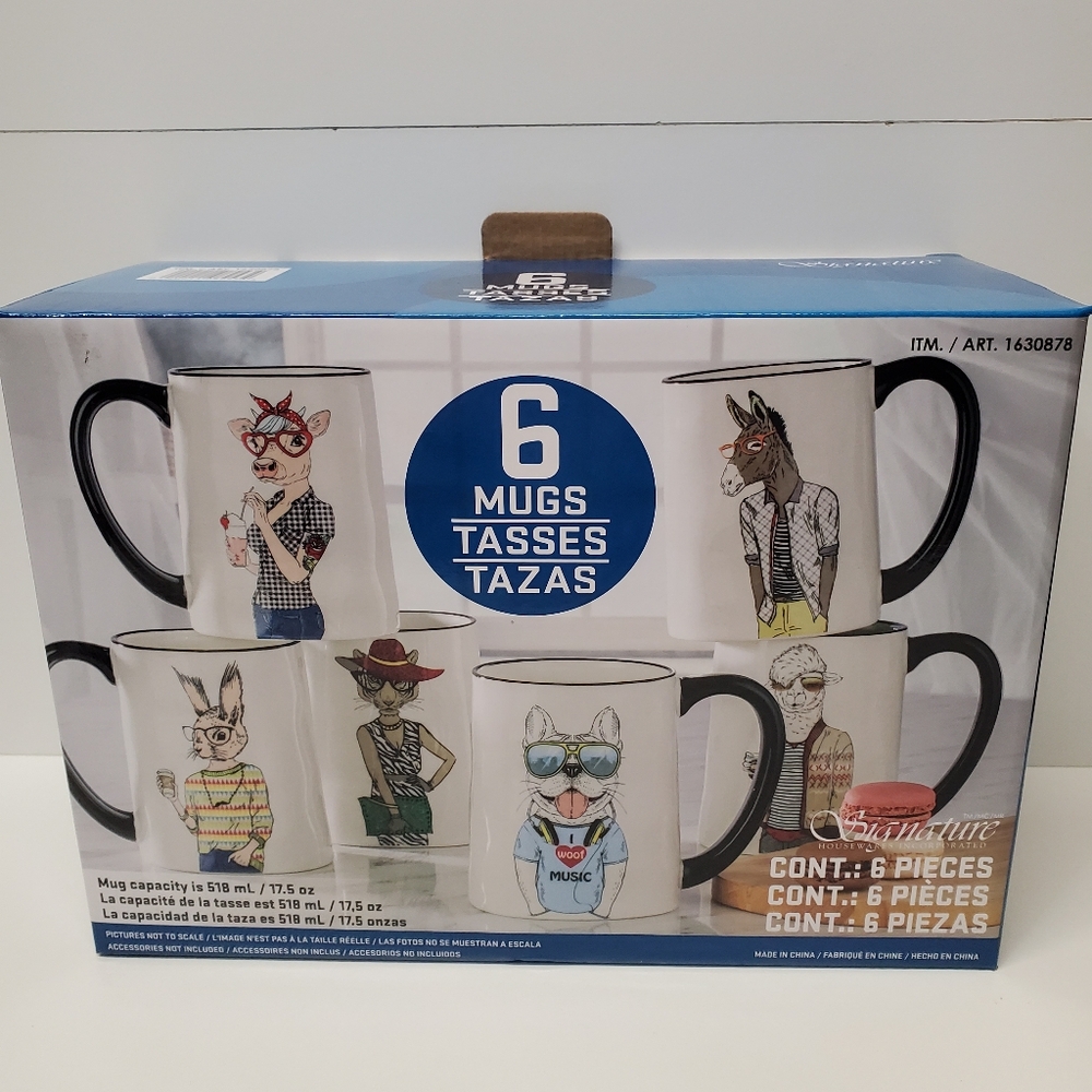 Signature housewears hipster coffee ☕️/ tea  set of 6 mugs 518 ml / 17.5 oz
